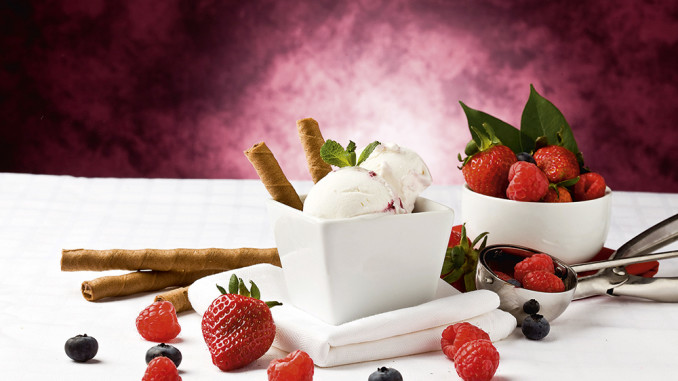 Ice cream and strawberries